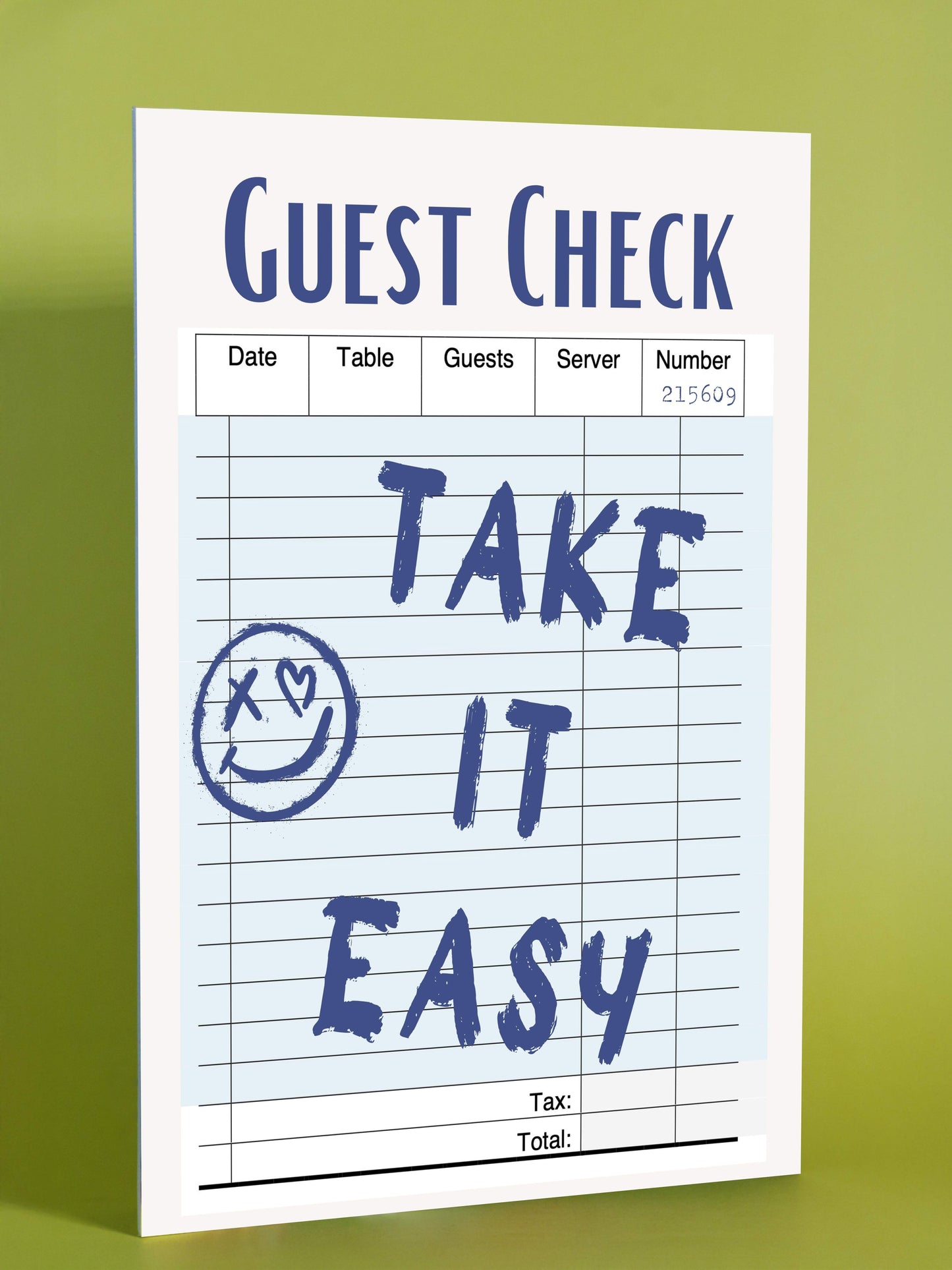 Take It Easy Guest Check Poster