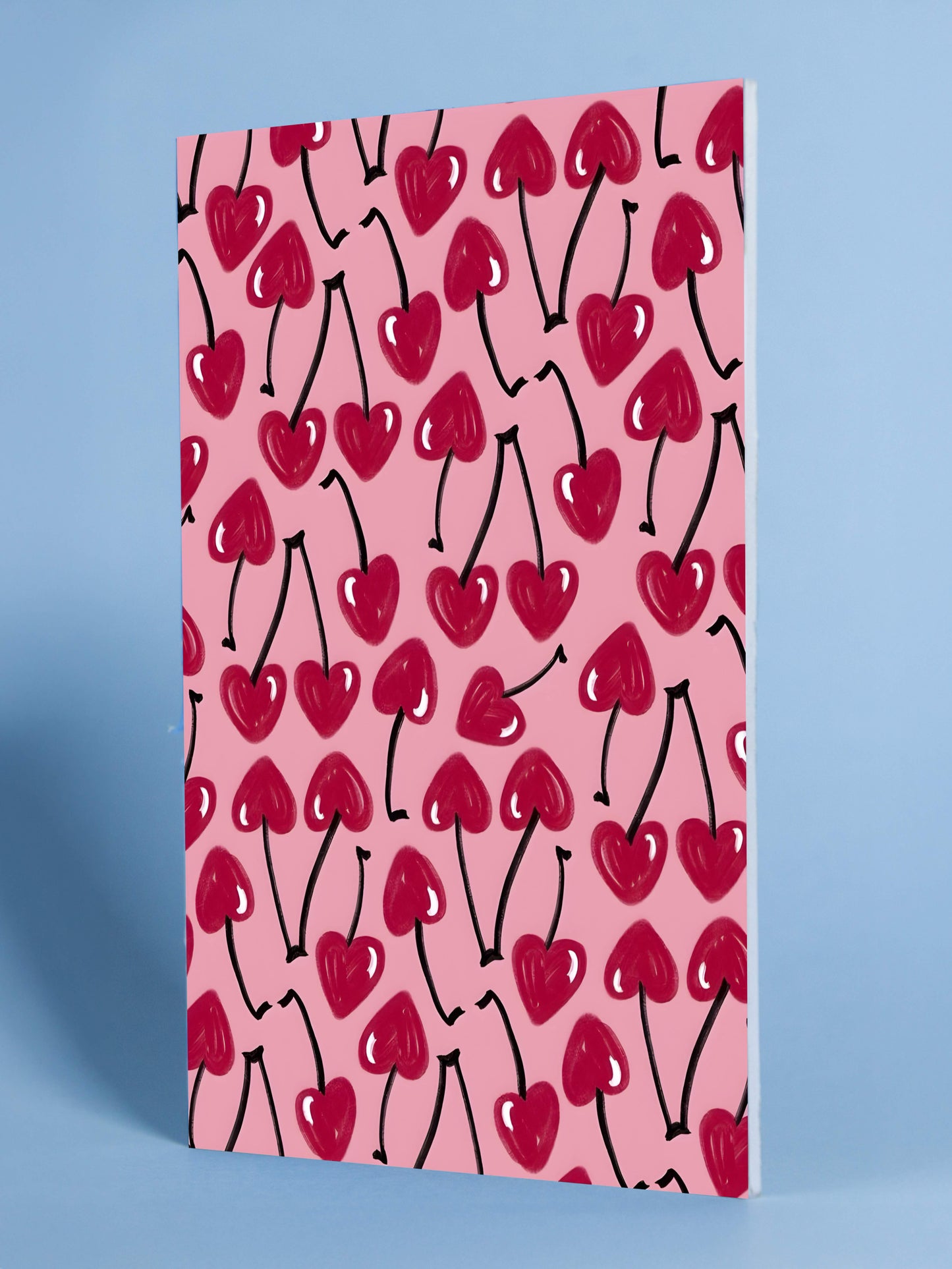 Heart Cherry Pattern Poster – Vibrant Pink Wall Art