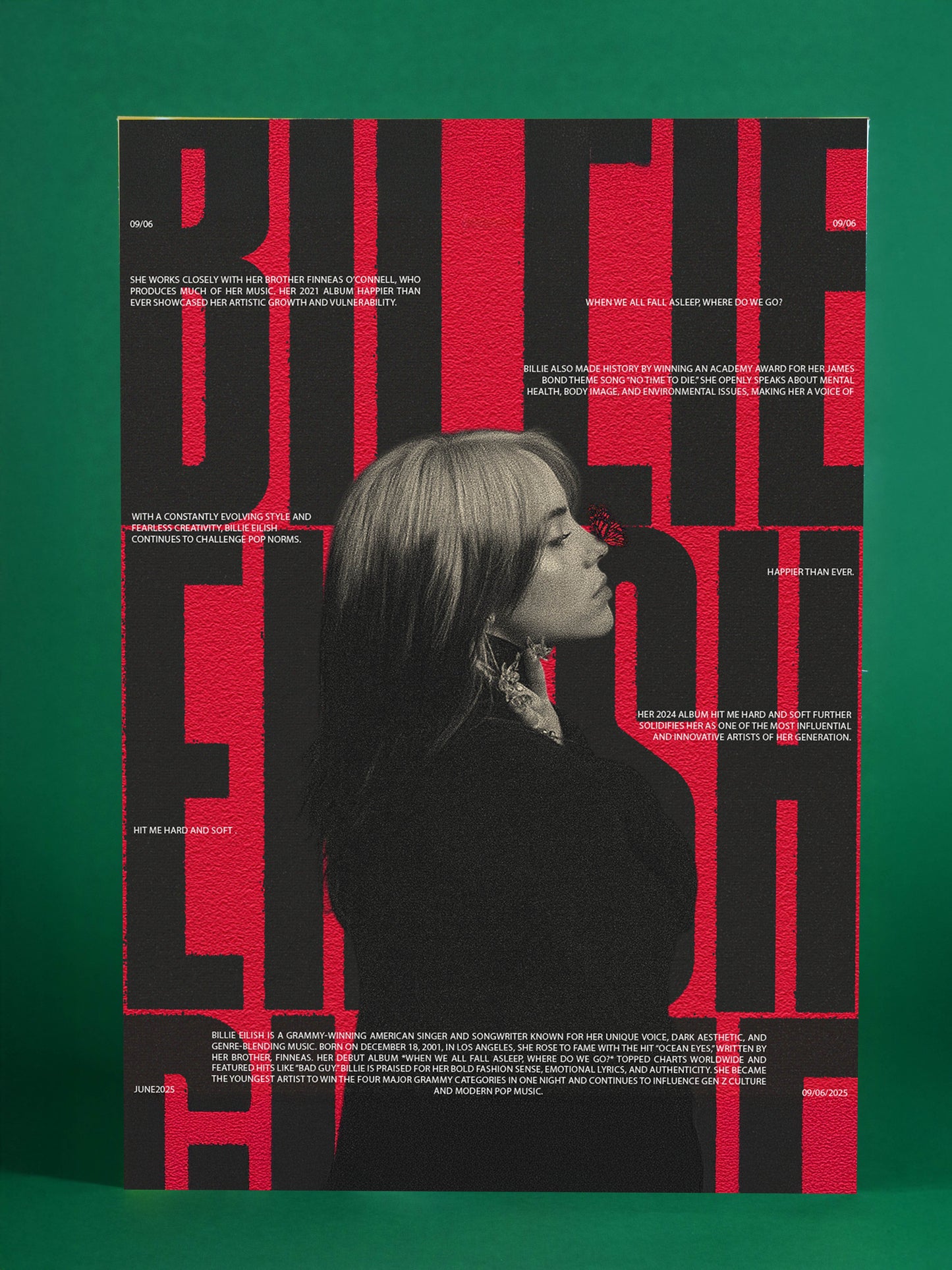 Billie Eilish Red & Black Typography Poster