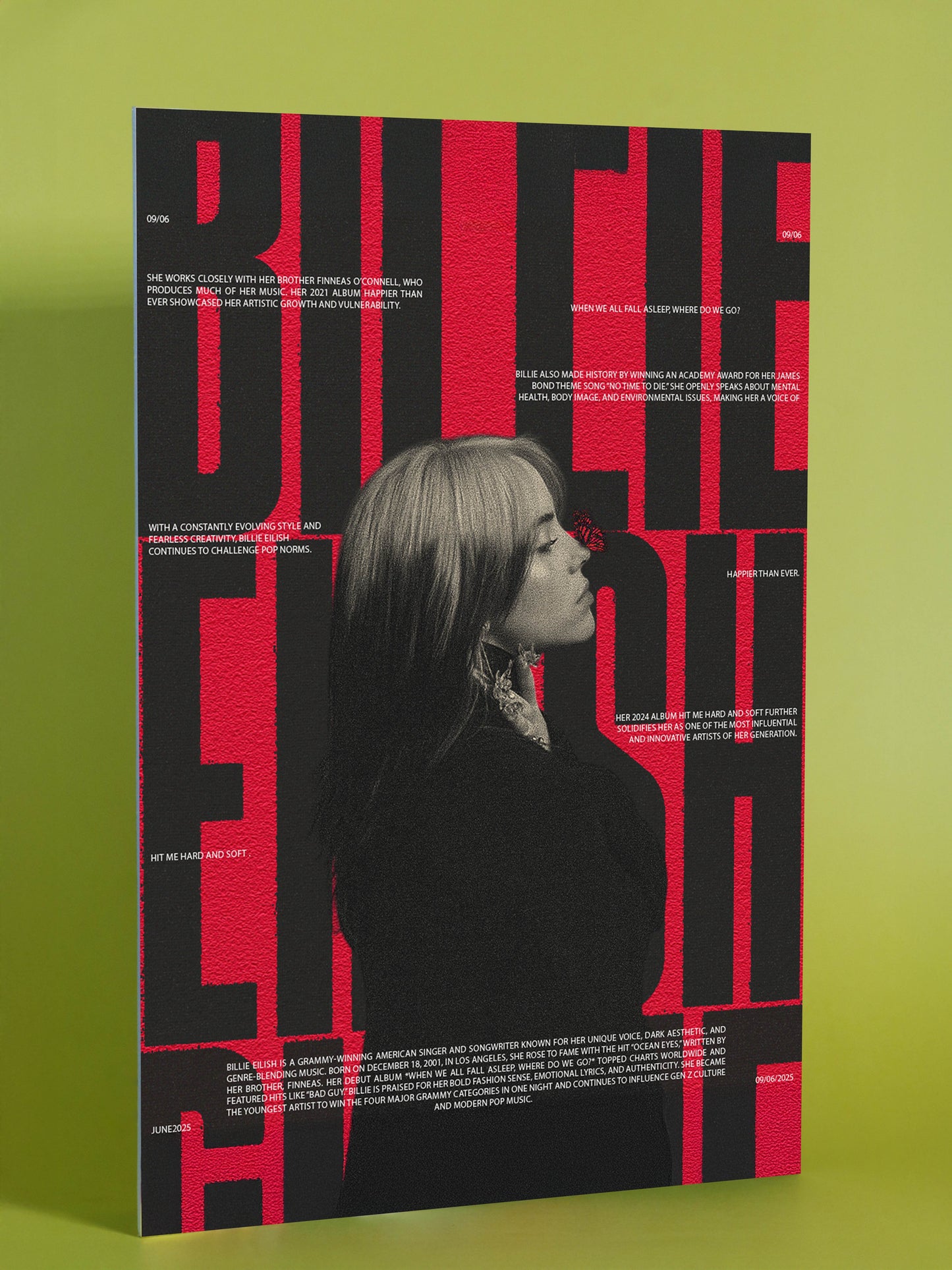 Billie Eilish Red & Black Typography Poster