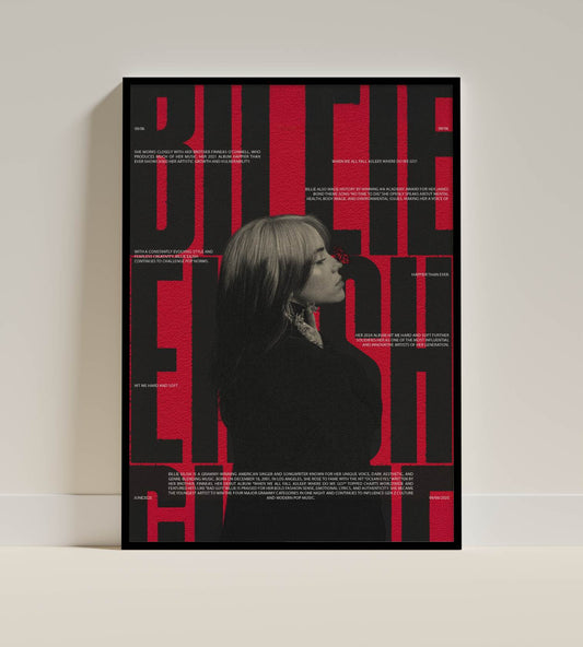 Billie Eilish Red & Black Typography Poster