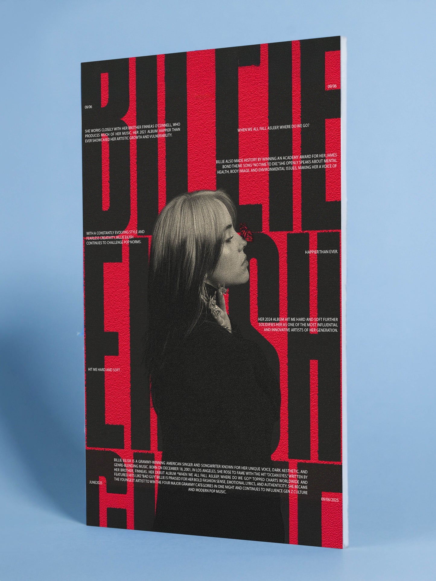 Billie Eilish Red & Black Typography Poster