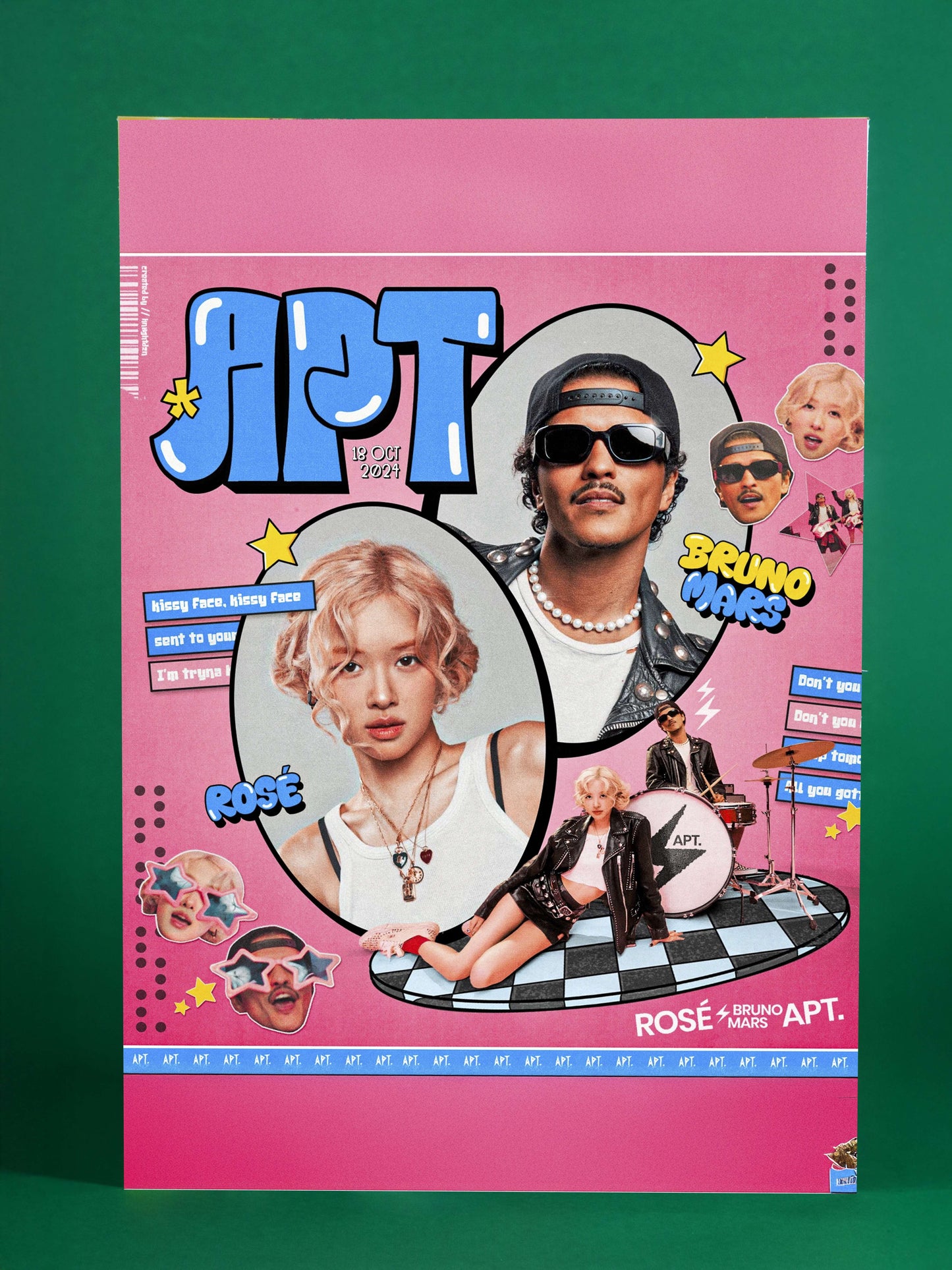 Rosé x Bruno Mars APT Pop Art Poster