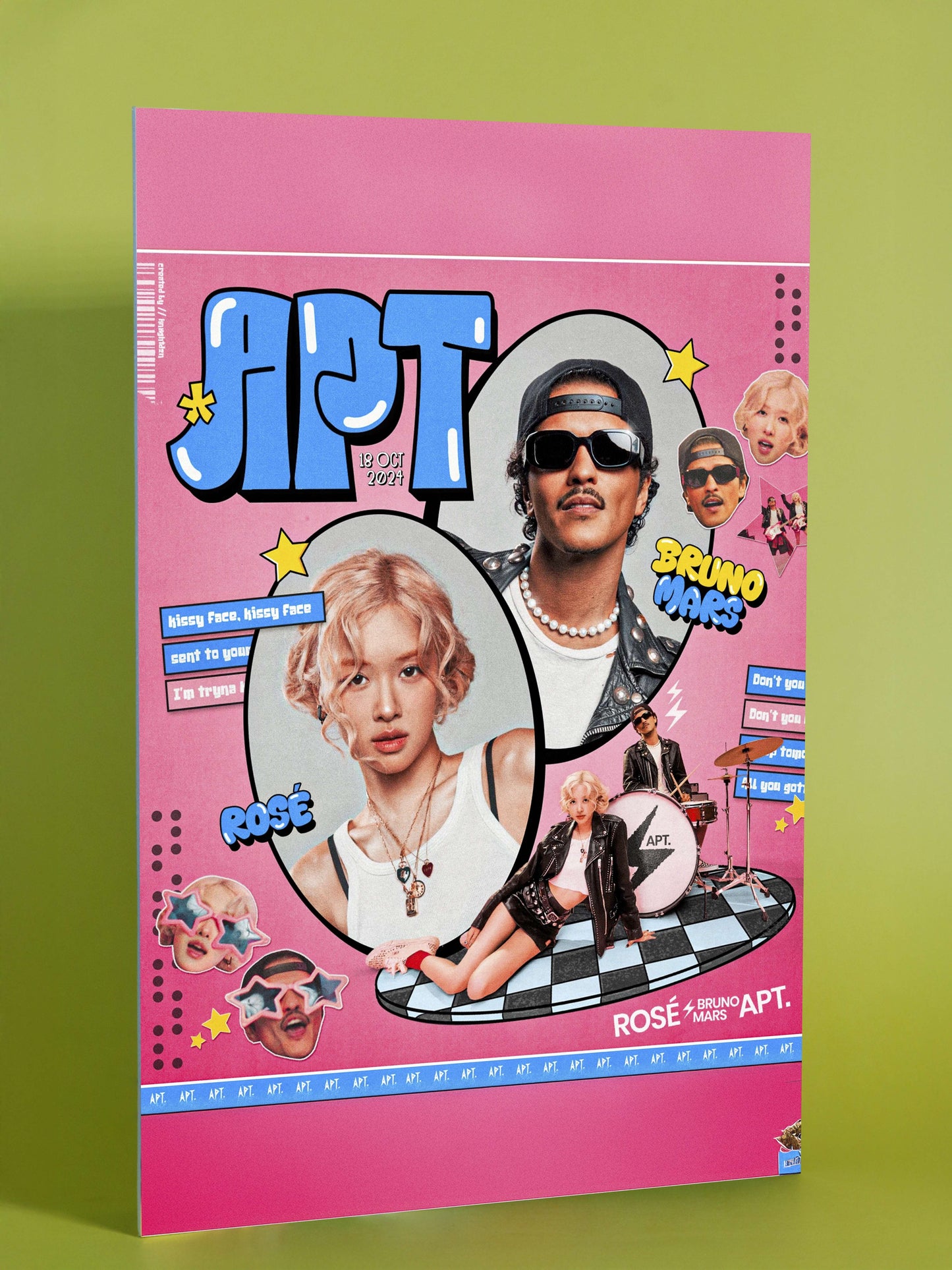 Rosé x Bruno Mars APT Pop Art Poster