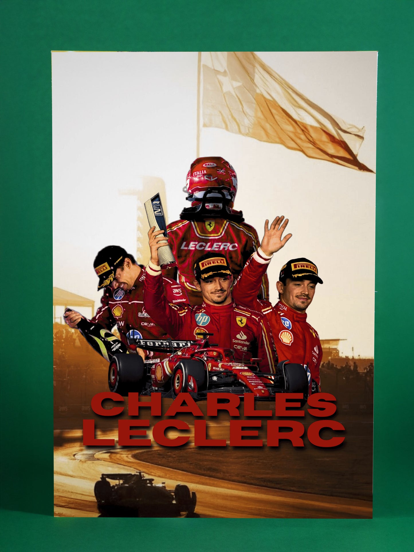 Charles Leclerc Ferrari F1 Celebration Poster