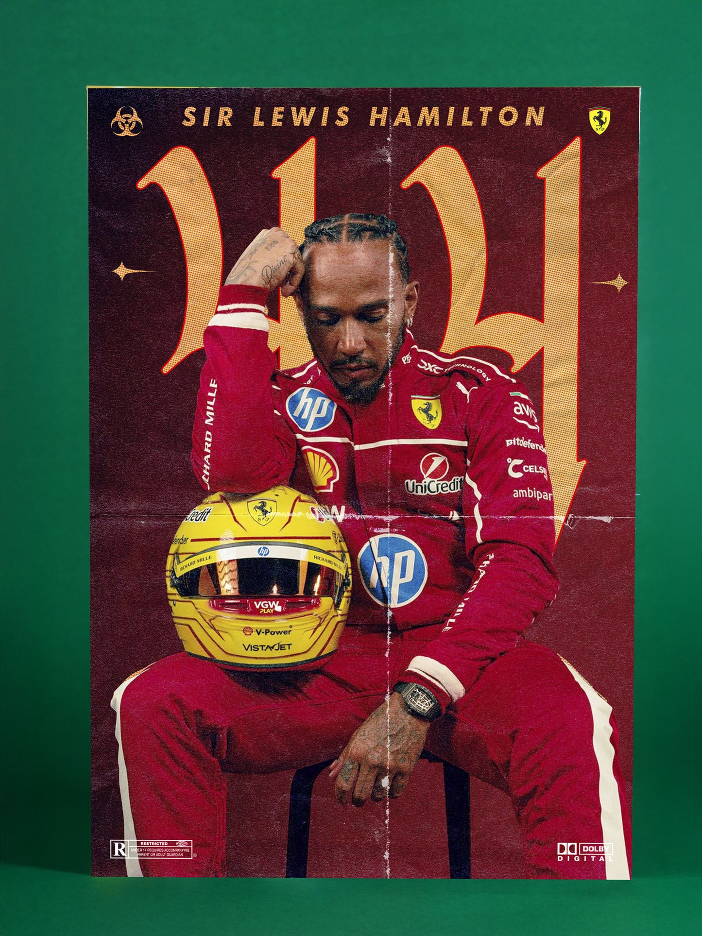 Lewis Hamilton Ferrari Team F1 Artwork Poster