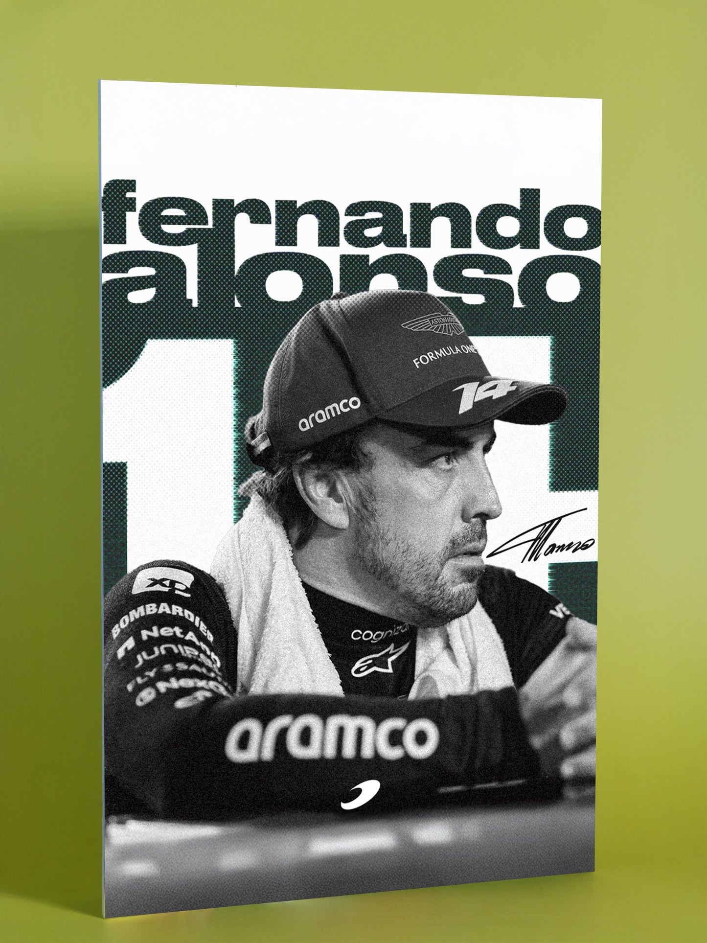 Fernando Alonso Aston Martin Formula 1 Poster