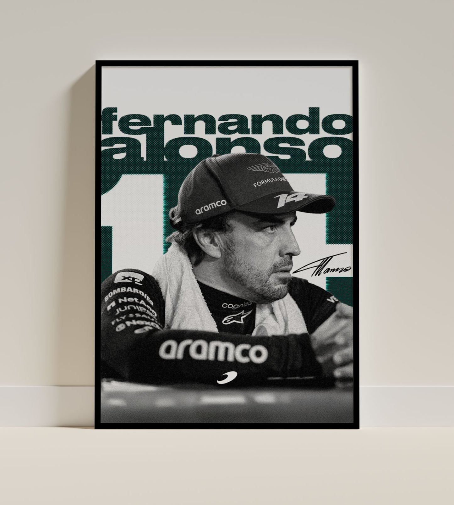 Fernando Alonso Aston Martin Formula 1 Poster