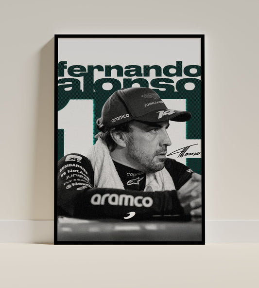 Fernando Alonso Aston Martin Formula 1 Poster