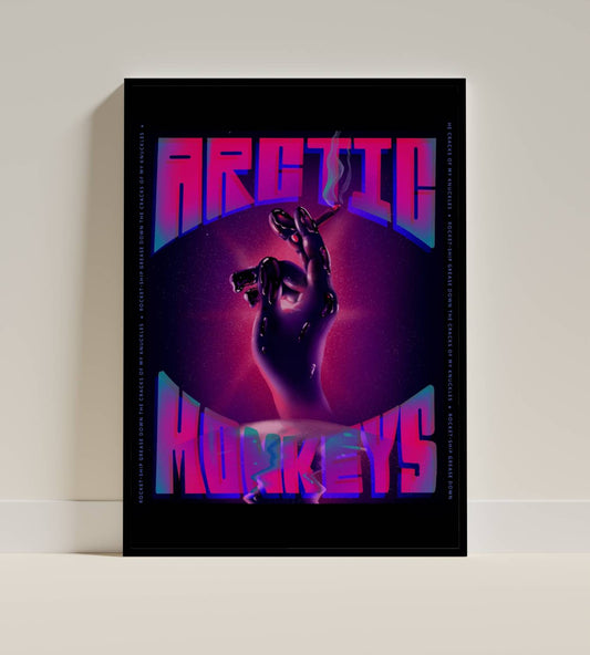 Arctic Monkeys neon hand art poster