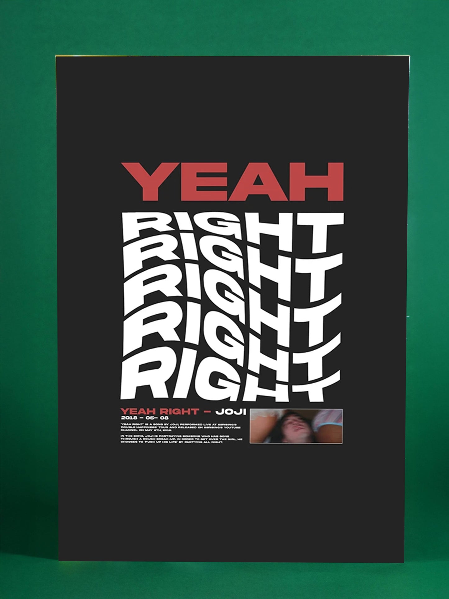 Yeah Right - Joji lyric art print