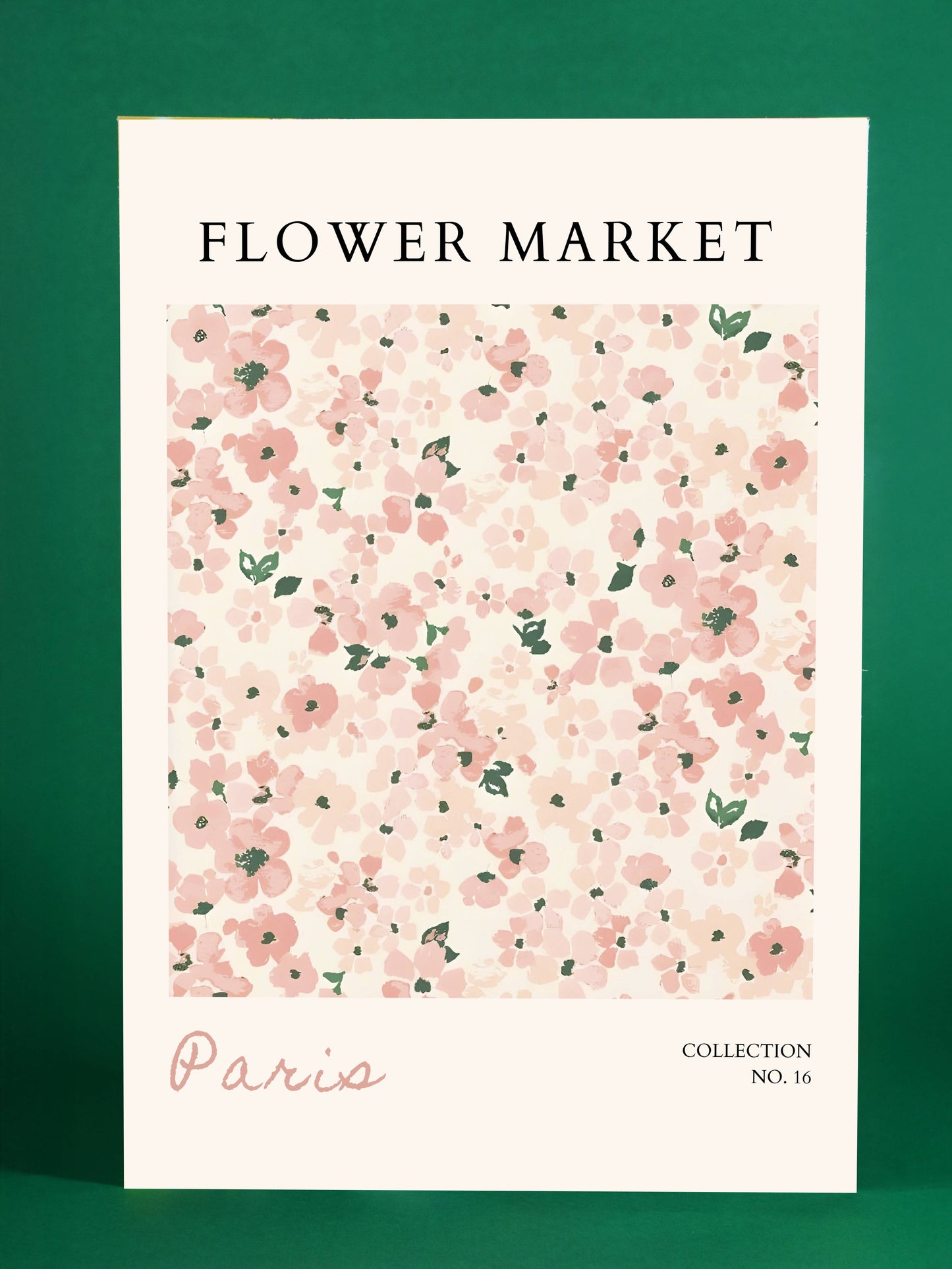 Paris Flower Market Poster – Blush Pink Floral Pattern