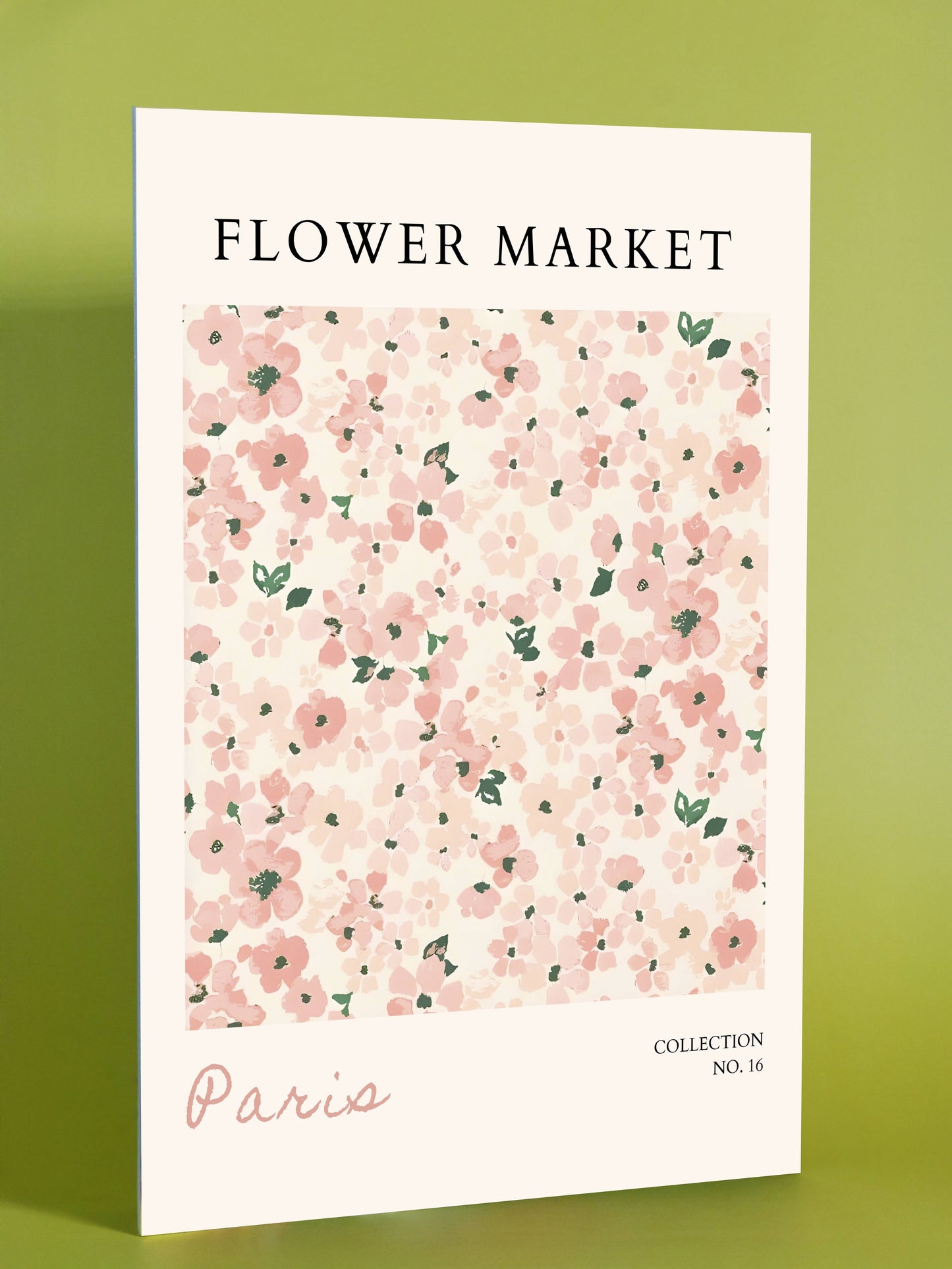 Paris Flower Market Poster – Blush Pink Floral Pattern