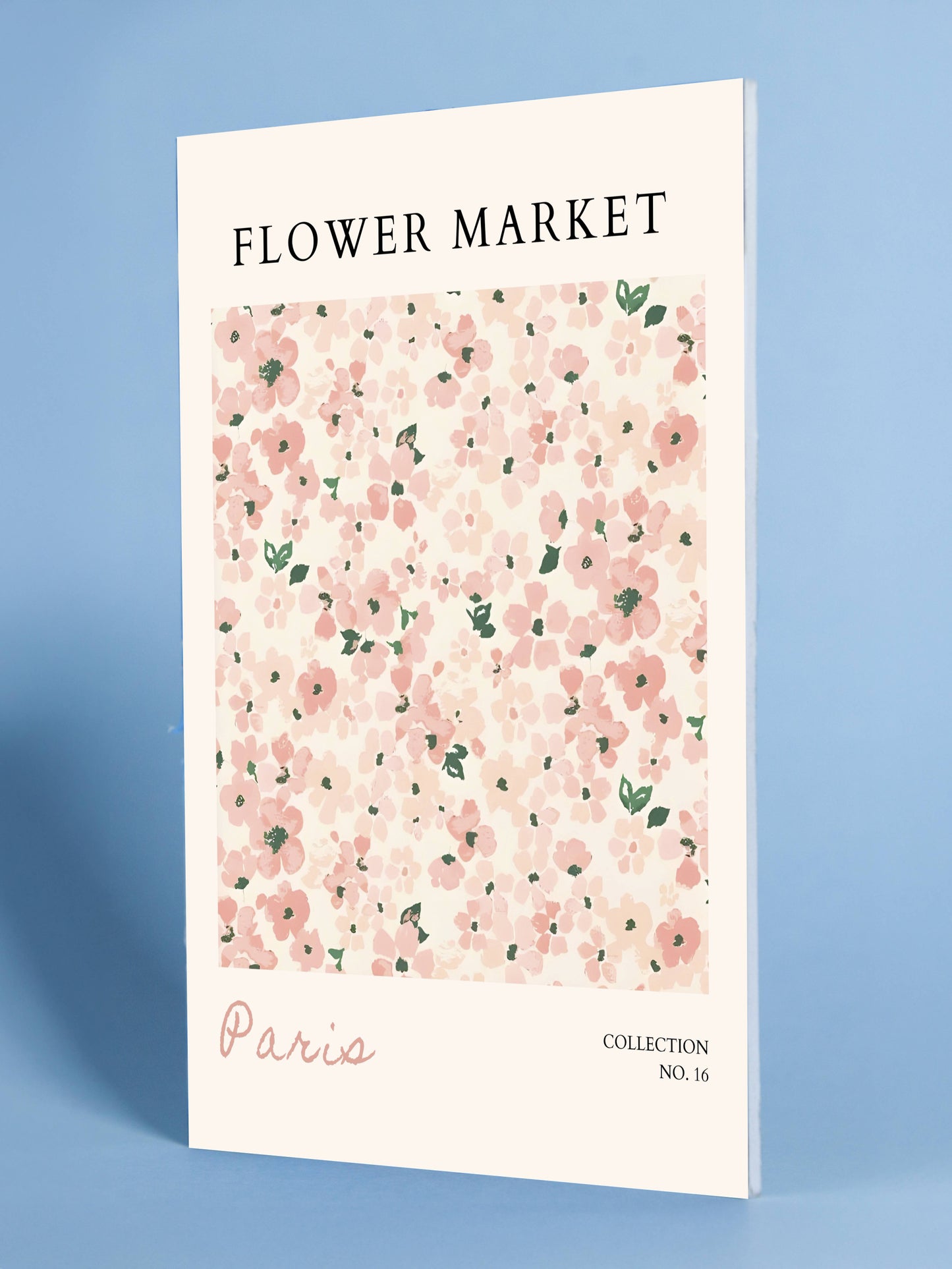 Paris Flower Market Poster – Blush Pink Floral Pattern