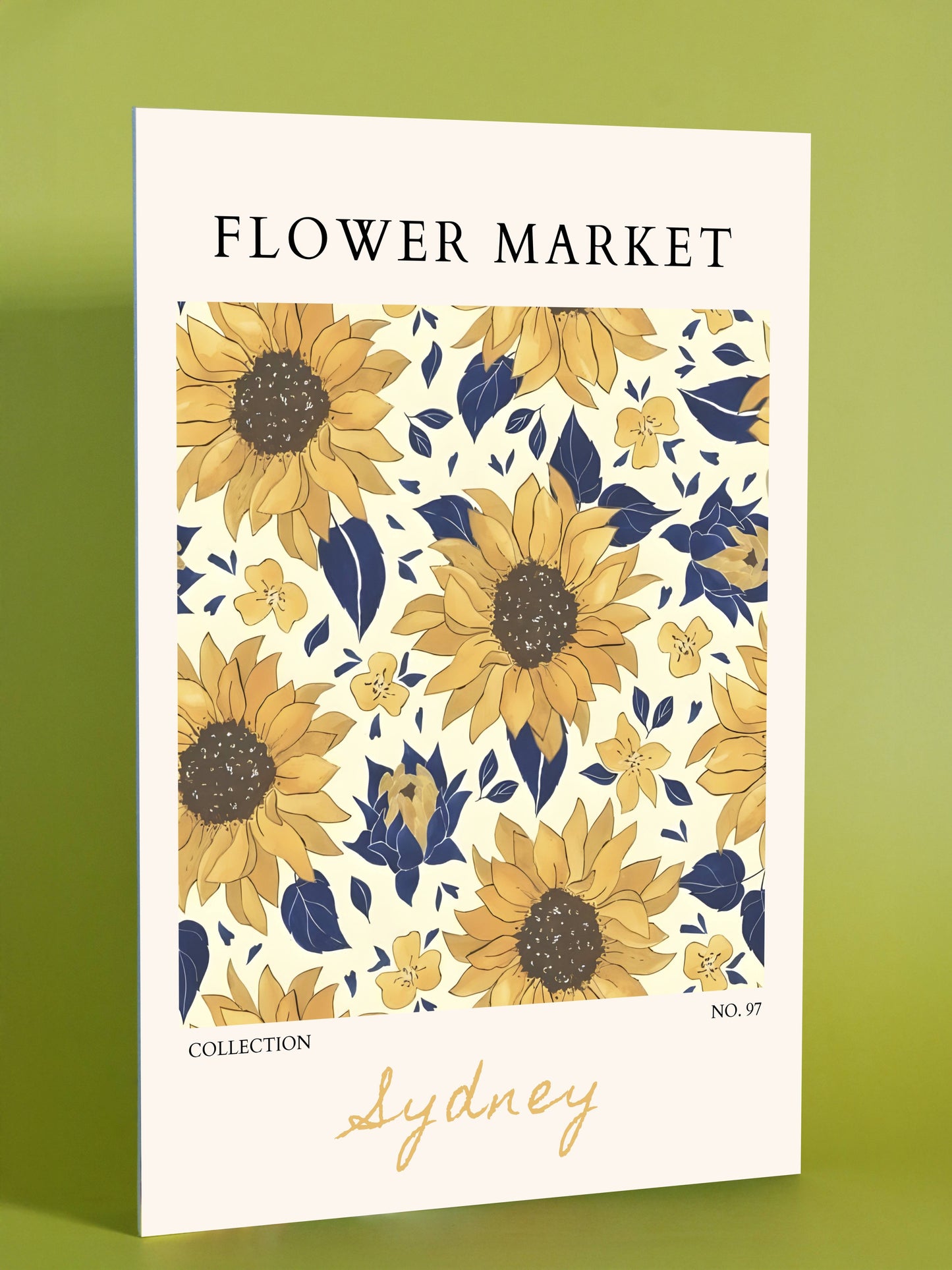 Sydney Flower Market Poster – Sunflower & Blue Floral