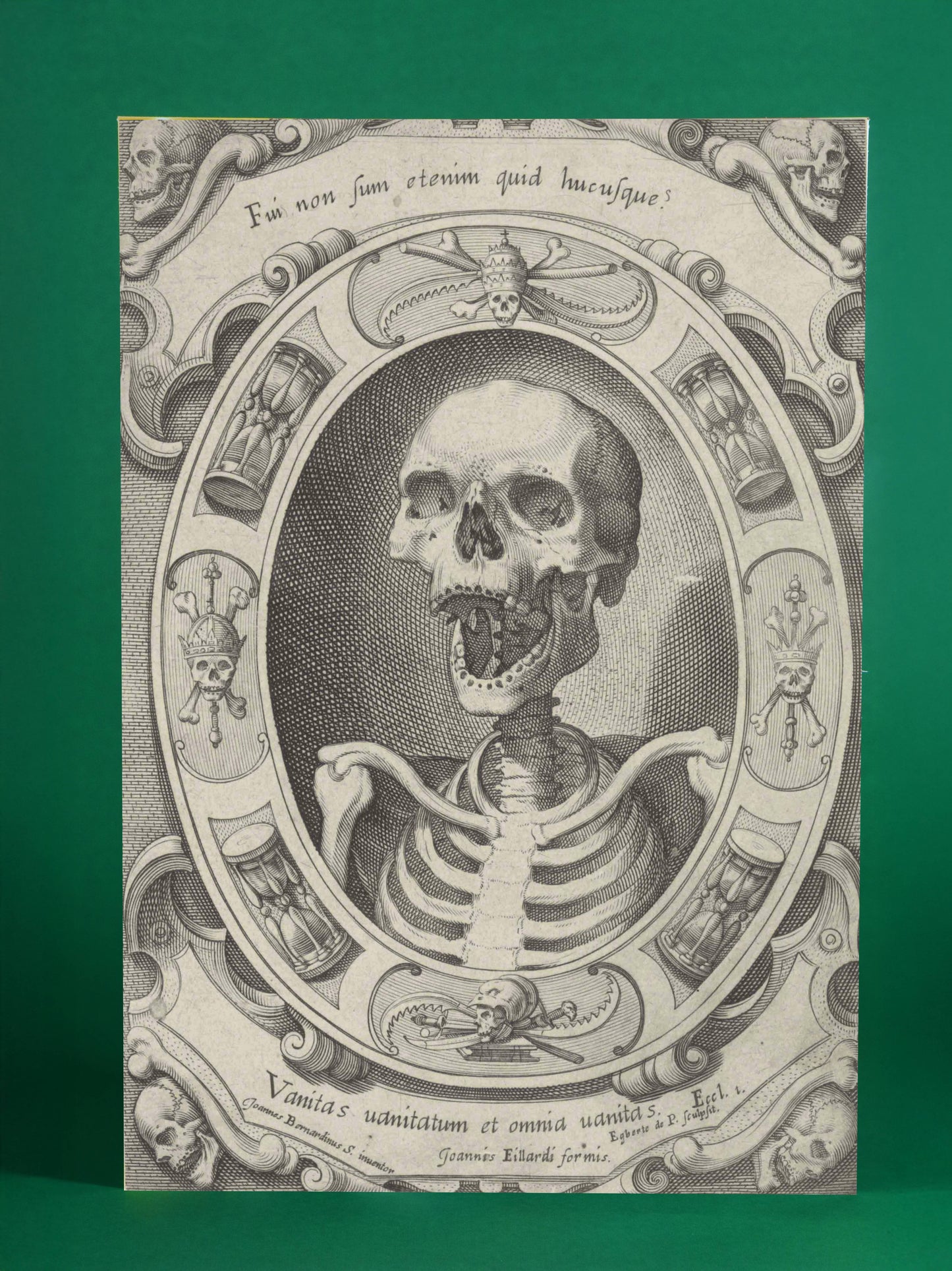 Vanitas Skeleton – Baroque Memento Mori Engraving”