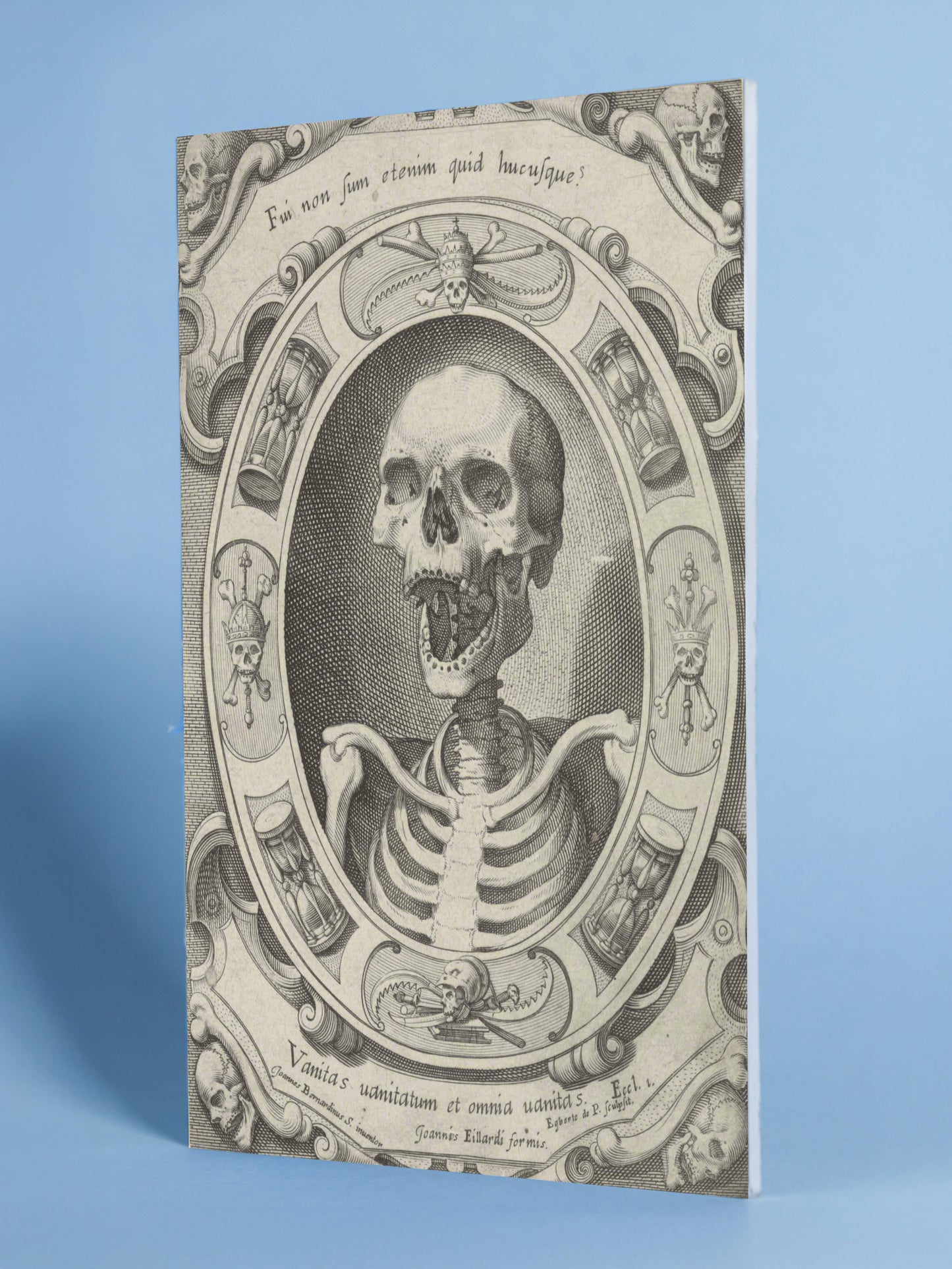 Vanitas Skeleton – Baroque Memento Mori Engraving”