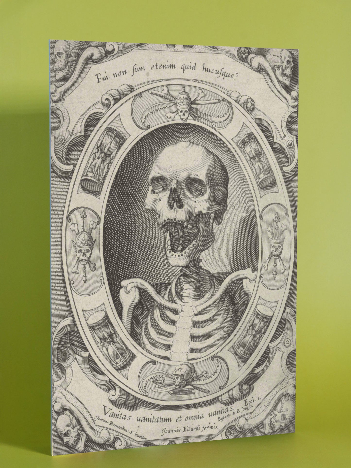 Vanitas Skeleton – Baroque Memento Mori Engraving”