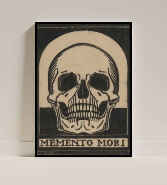 Memento Mori Skull – Minimalist Black & White Art Print