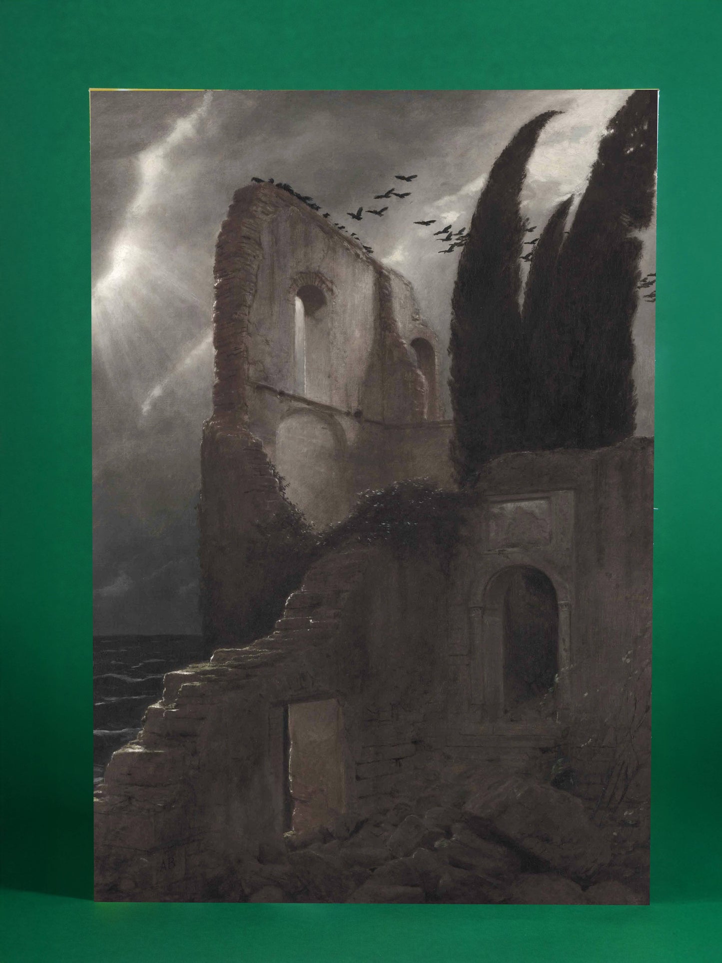 Romantic Ruins – Gothic Seascape with Birds