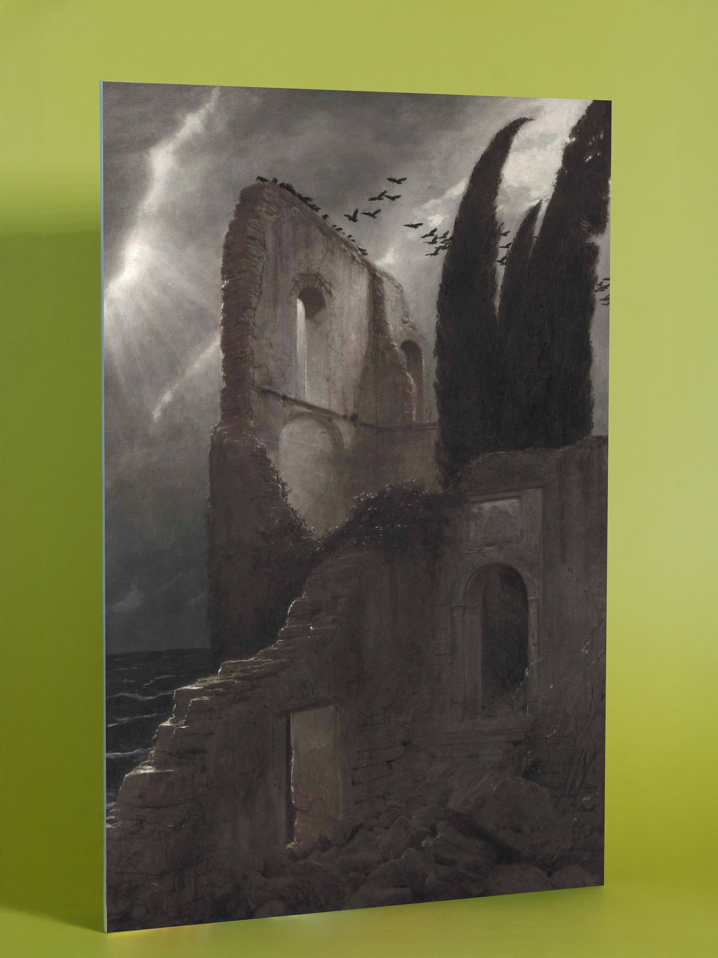 Romantic Ruins – Gothic Seascape with Birds